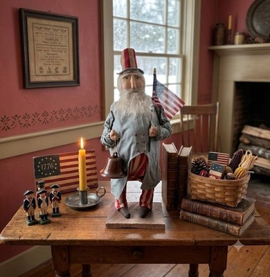 Handcrafted by Michelle Early American Hand Sculpted Clay Face Chubby Uncle Sam