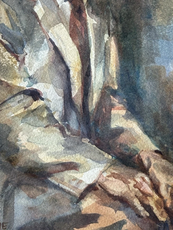 Ann Delorge Original Vintage Jazz Músico Acuarela Retrato Pintura Decoración Foto 3 de 4