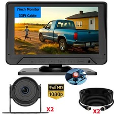 2x IR Rear View Back up Camera Night Vision System  7" Monitor for RV Truck Car