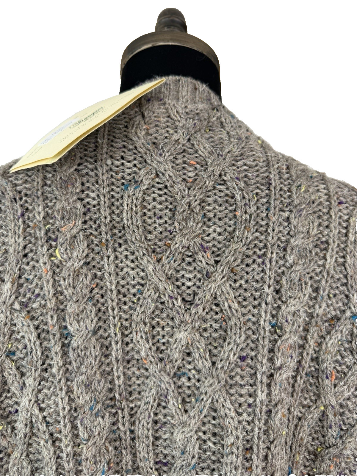 VTG  80'S Doogan Donegal Irish Cardigan Sweater Mens XL Light Gray Fisherman NEW image 9