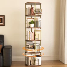 5-Tier Rotating Bookshelf Tower - 360° Space-Saving Bookcase for Any Room