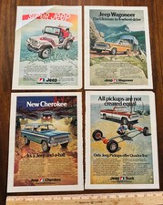 Lot 4 1970s print ads Jeeps - Super Jeep Wagoneer Pick-Ups Cherokee