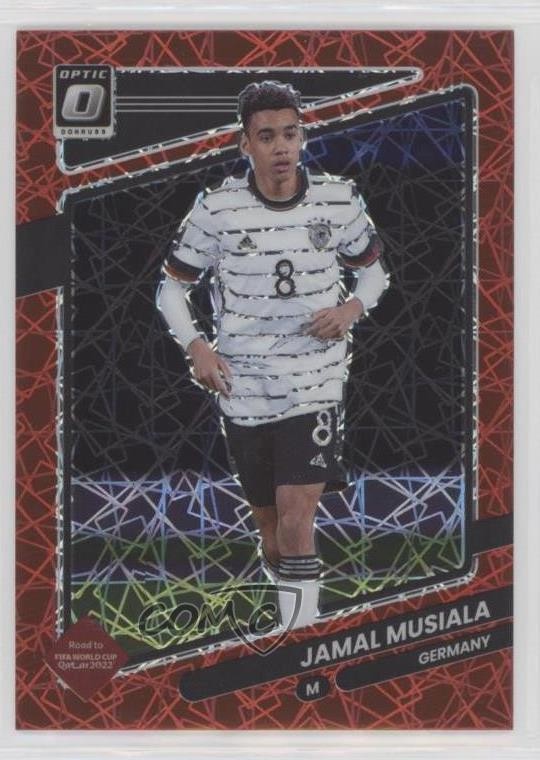 2021-22 Panini Donruss Road to Qatar Optic Red Velocity Prizm Jamal Musiala 0ms6