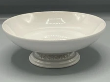 Rare Le Creuset High Stand candy Dish / soup Bowl Pedestal White 7" wide