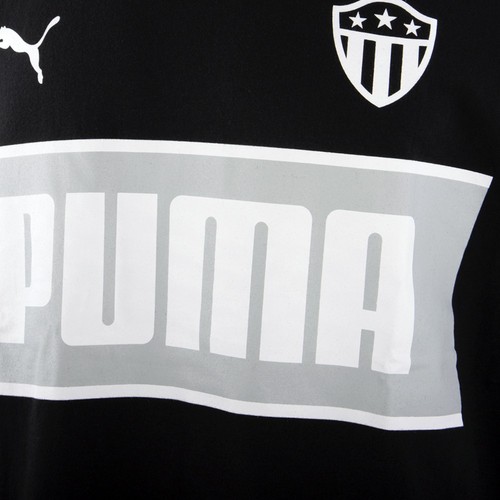 Puma Striped Badge Crew Neck Short Sleeve T-Shirt Big Tall Mens Black Casual Top - Picture 3 of 3
