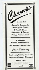 Champs Gourmet Deli Menu Broadway New York Seinfeld Lunch 