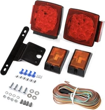 CZC AUTO 12V Submersible LED Trailer Tail Light Kit for Under 80 Inch Red 