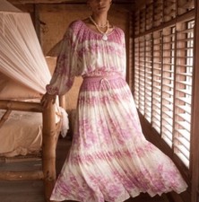 Spell & The Gypsy Coco Lei Skirt Size XS Lurex Flowy Festival Lined Midi Maxi