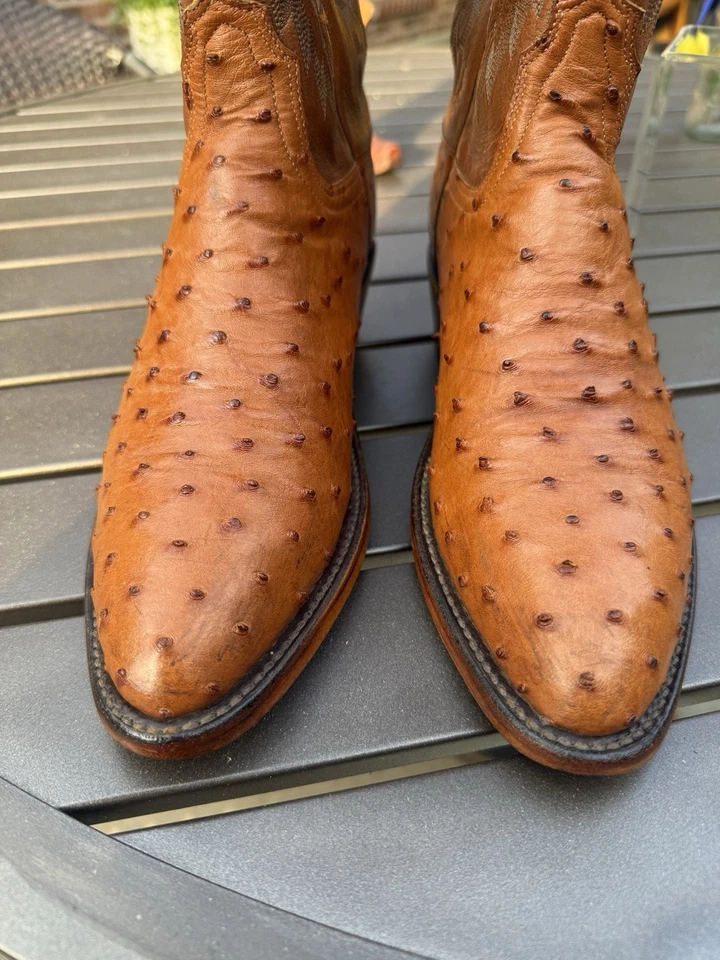 Lucchese Cowboy Boots Ostrich 8.5 GDO Soles Heels Gorgeous - Image 4 of 4