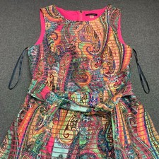 Tommy Hilfiger Women’s Dress Size 8 Pink Paisley Fit & Flare Sleeveless Belted