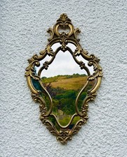 Vintage Roccoco Cartouche Gold Gilt Shaped Wall Mirror 70cm x 42cm