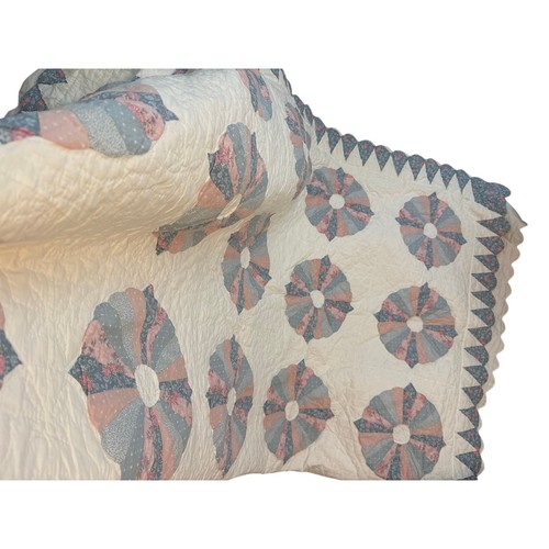 Vintage Arch Quilts Dresden Plate Quilt & 2 Shams Pink Blue Floral Cottagecore
