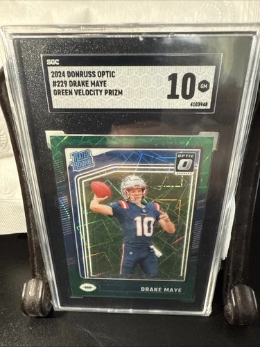 2024  Optic - Rated Rookie Drake Maye #229 Green Velocity Prizm (RC) SGC 10