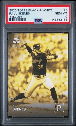 2025 Topps Black & White Paul Skenes Yellow #/75 Pirates PSA 10 GEM MINT POP 1
