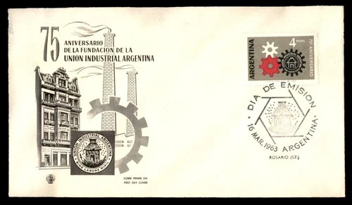 Mayfairstamps Argentina FDC 1963 Gears Industrial Union 75th Anniversary First D