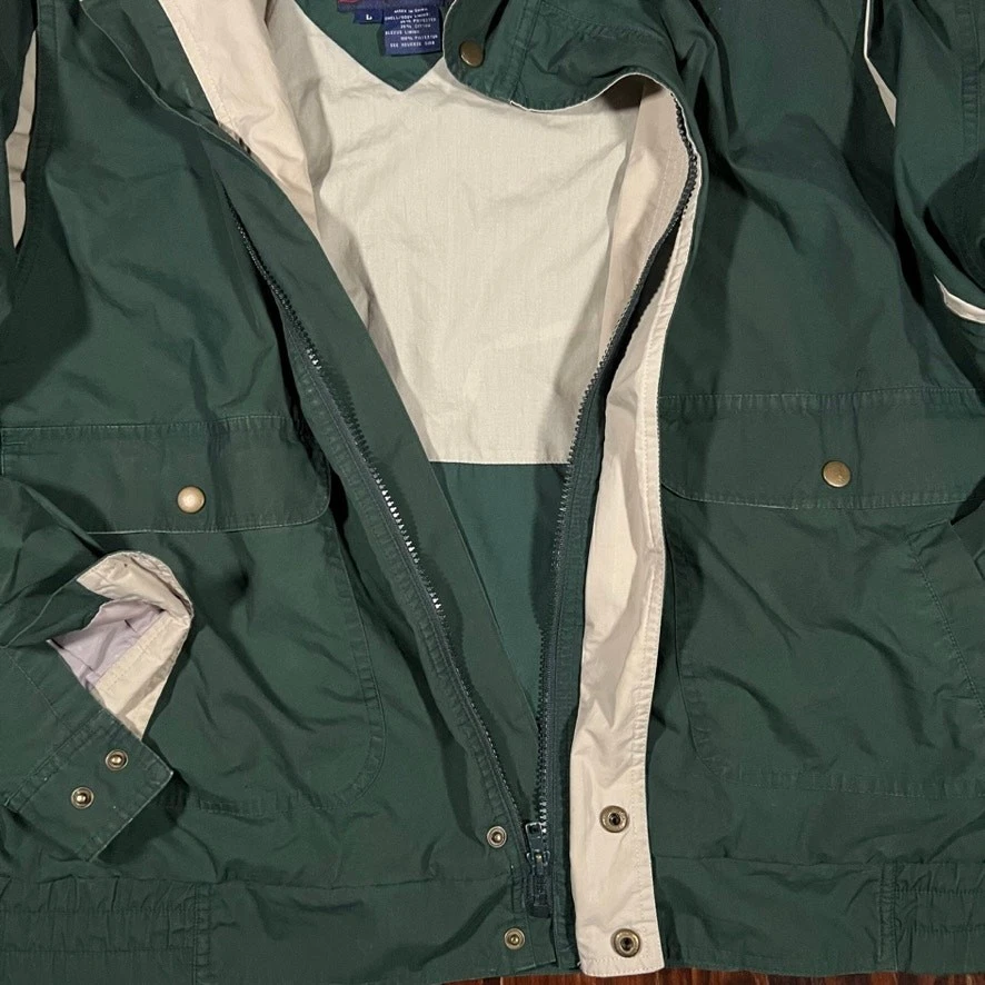 GANT L 90s Windbreaker Jacket Green Beige Colorblock Reversible Bomber Vintage - Image 3 of 4