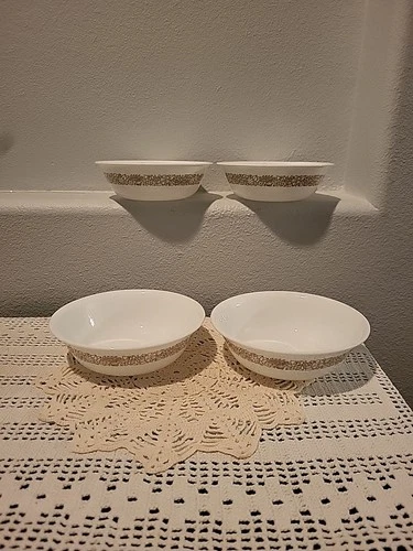 Vintage Corelle Woodland Brown 6.25" Cereal Soup Bowl Set 4 Pyrex