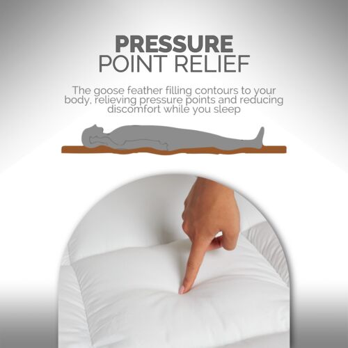 LUXURY GOOSE FEATHER & DOWN 15% MATTRESS TOPPER ENHANCER OVERLAY - COTTON CASING - Picture 5 of 12