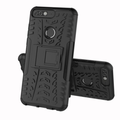 Huawei Y7 (2018) Honor 7C Outdoor Case Tyre Rutschfest Kick Reifen Hülle Schwarz