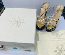 Charlotte Olympia Elizabeth Jewel Print WEDGE SHOES HEELS PLATFORM SIZE 37 NEW