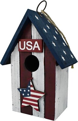 Patriotic Bird Houses for Outside Wooden Hanging Birdhouse Decorative American