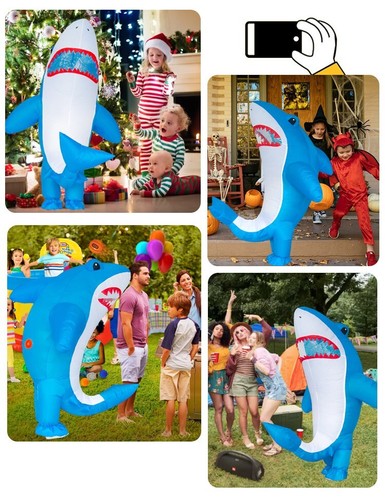 Inflatable Funny Shark Costume Suit w/Fan For Outdoor Halloween Cosplay Party - Picture 12 of 15