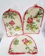 Christmas Holly & Berries lot of 3 toaster coffee maker and mixer covers NIP