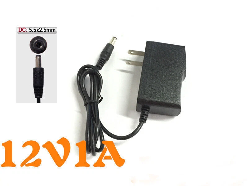 Us Plug AC 100-240V DC 12V 1A 5.5mmx2.5mm Wall Charger Power Supply Adapter - Image 2 of 4