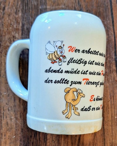 Vintage 1950's Coffee Beer Mug Souvenir From Germany"He who works like a horse". - Bild 3 von 6