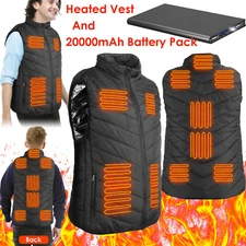 Electric Heated Vest Unisex Heating Jacket or 20000mAh USB Battery Pack Portable
