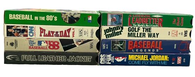Lot of 8 Vintage Sports VHS Tapes 1970s 80s 90s Y2K