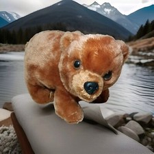 Vintage Realistic 1975 Dakin's Nature Babies Brown Grizzly Bear Cub Hard Plush