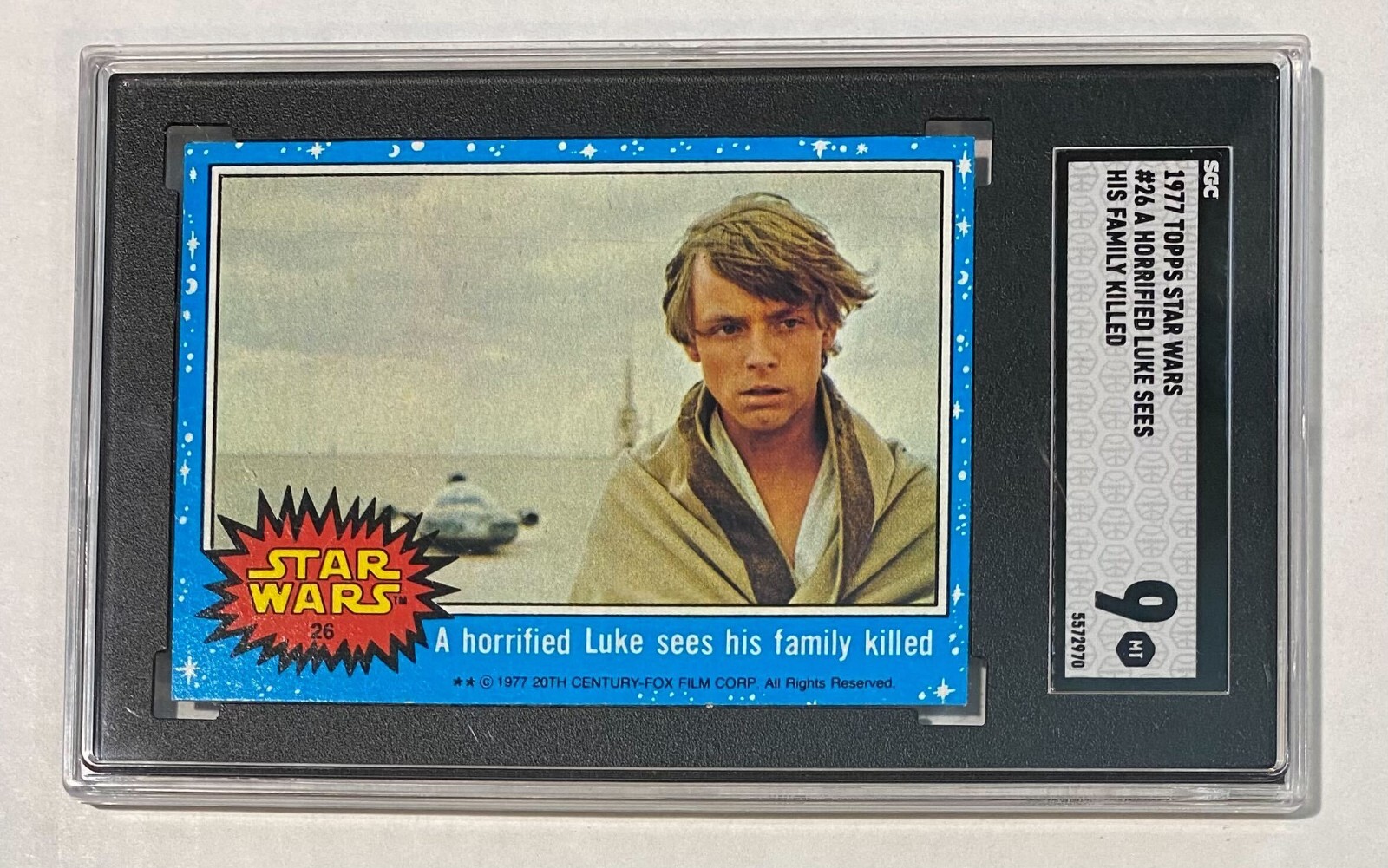 1977 Topps Star Wars #26 A Horrified Luke See His Family Killed SGC 9 MINT