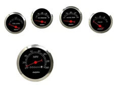 5 Gauge Set Dash Street Rod Hot Rod Universal  Mechanical Black