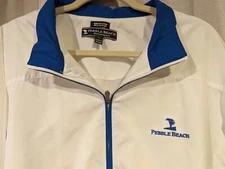 Men's PEBBLE BEACH Performance White Zip Up Jacket XXL Water and Wind resistant