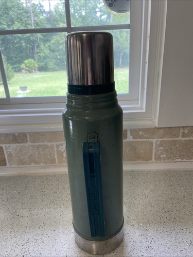 Vintage USA Made Aladdin Stanley Thermos Green 1 Quart Vacuum Bottle - Picture 4 of 15