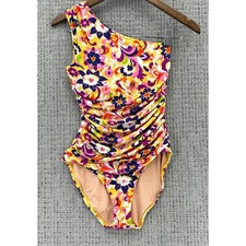 J. Crew Womens Swimsuit Size 2 Multicolor On Piece Floral Ruched One Shoulder