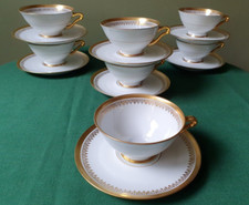 7 Tasses dorées à l'or fin Porcelaine Limoges Charles Field HAVILAND fin XIX ème