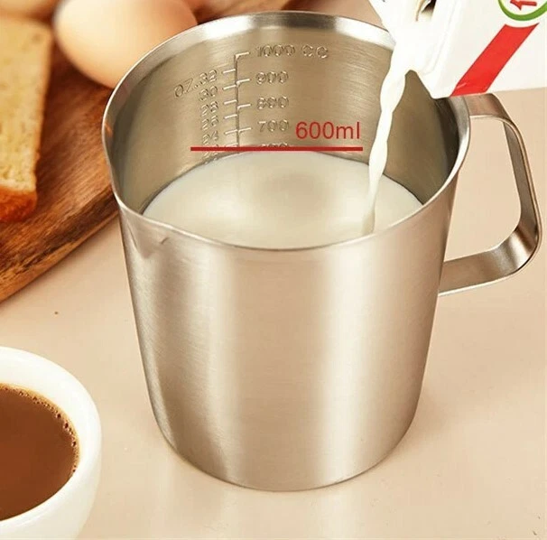 Milk Frother Pitcher Jug Cup Stainless Steel Frothing Coffee Measurement Cup Pot