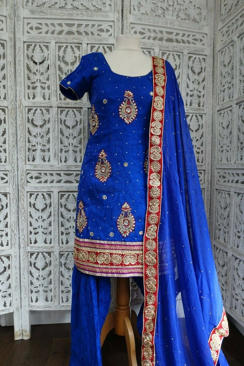 Royal blue top colour punjabi suit