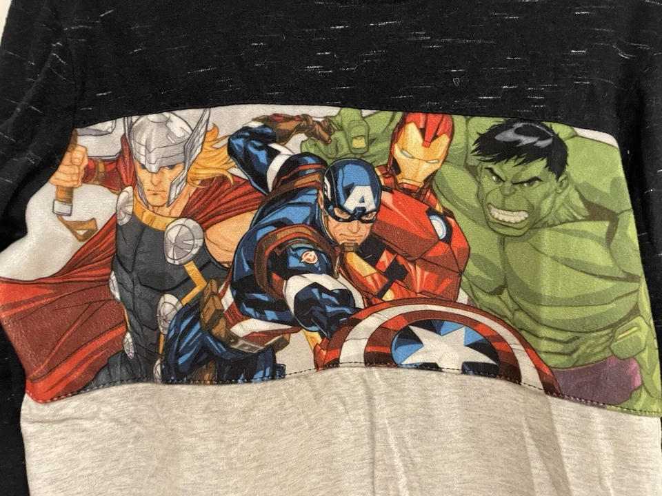Marvel Avengers Kid Boys Velour Front Piece Superheros Long Sleeve Shirt Multi S - Image 3 of 4