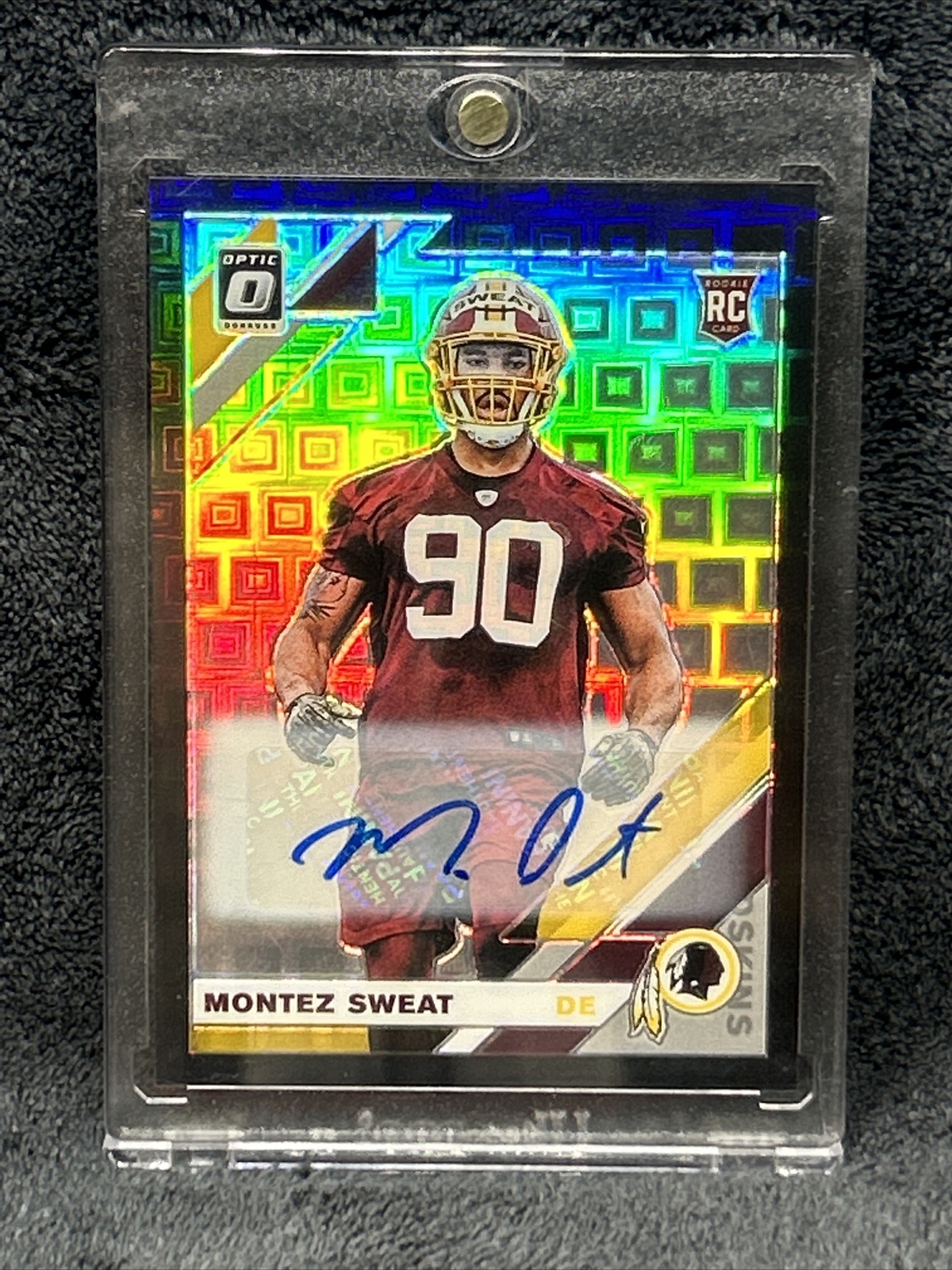 Montez Sweat 2019 Panini Donruss Optic Black Pandora Prizm Rookie Auto RC #23/25