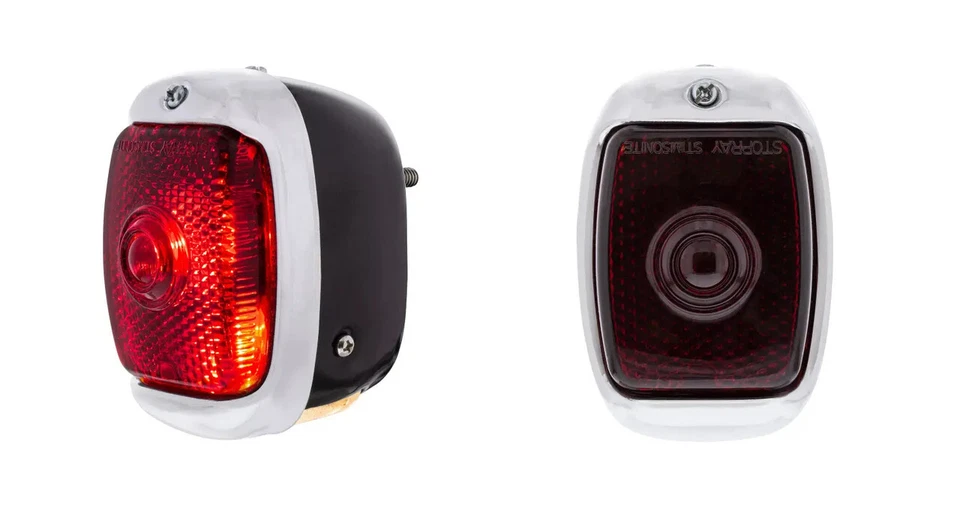 1940-53 Chevy GMC Truck Black Housing Left Right 12V Taillight and Brackets - Image 2 of 4