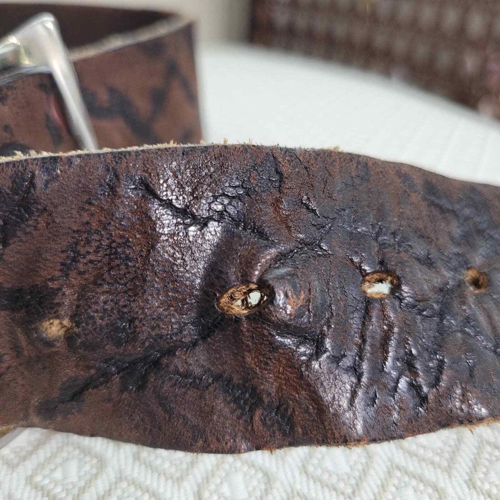 PARIS Cowhide Tooled Belt Brown Leather - image 7