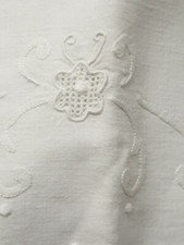 Parure lenzuolo 2 federe lino ricamate fiorellini pois linen Bedsheet B5 ^
