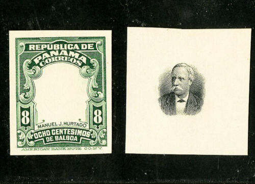 Panama Stamps VF 8¢ Green Vignette Essay & Missing Vignette Proof Set - Picture 1 of 1