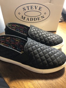 black sparkle slip on sneakers