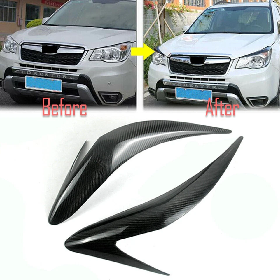Carbon Fiber Eyebrows Lids Headlight Molding Trim Cover For Subaru Forester 2016 - image 4 of 4