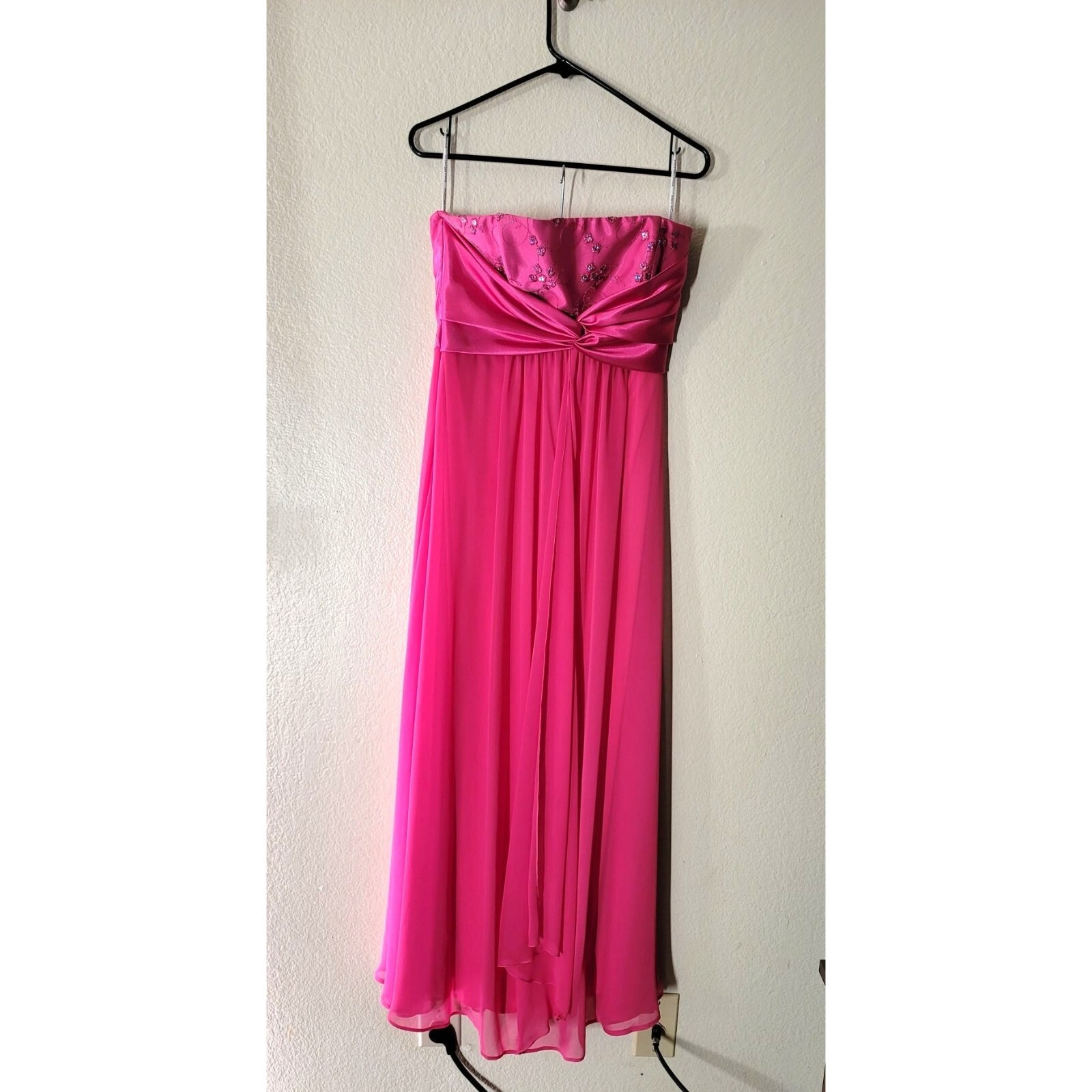 Jessica McClintock For Gunne Sax Pink Strapless Gown Sequin Wedding Prom Size 9