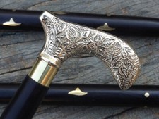 Antique Style Victorian Cane Wooden Walking Stick Vintage Brass Handle Solid New